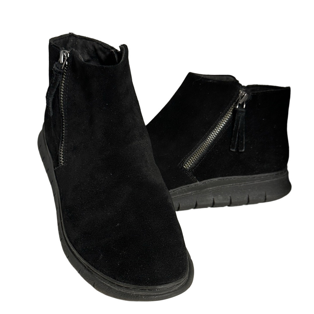 Vionic Black Suede Zip Ankle Booties Women’s US 9/EU 41 Orthotic Comfort Support